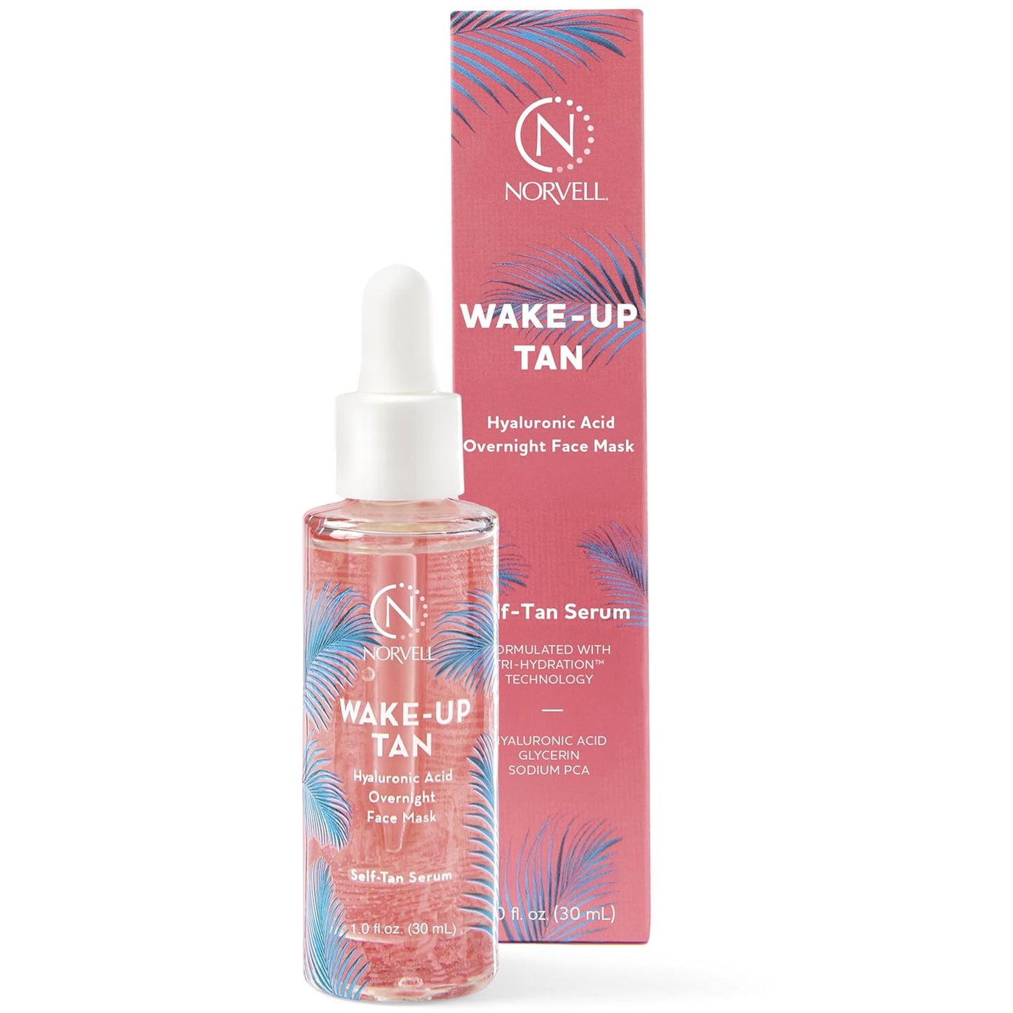 Norvell Wake-Up Tan Clear Self-Tan Face Serum - Hydrating Overnight Tanning Serum, 1 oz
