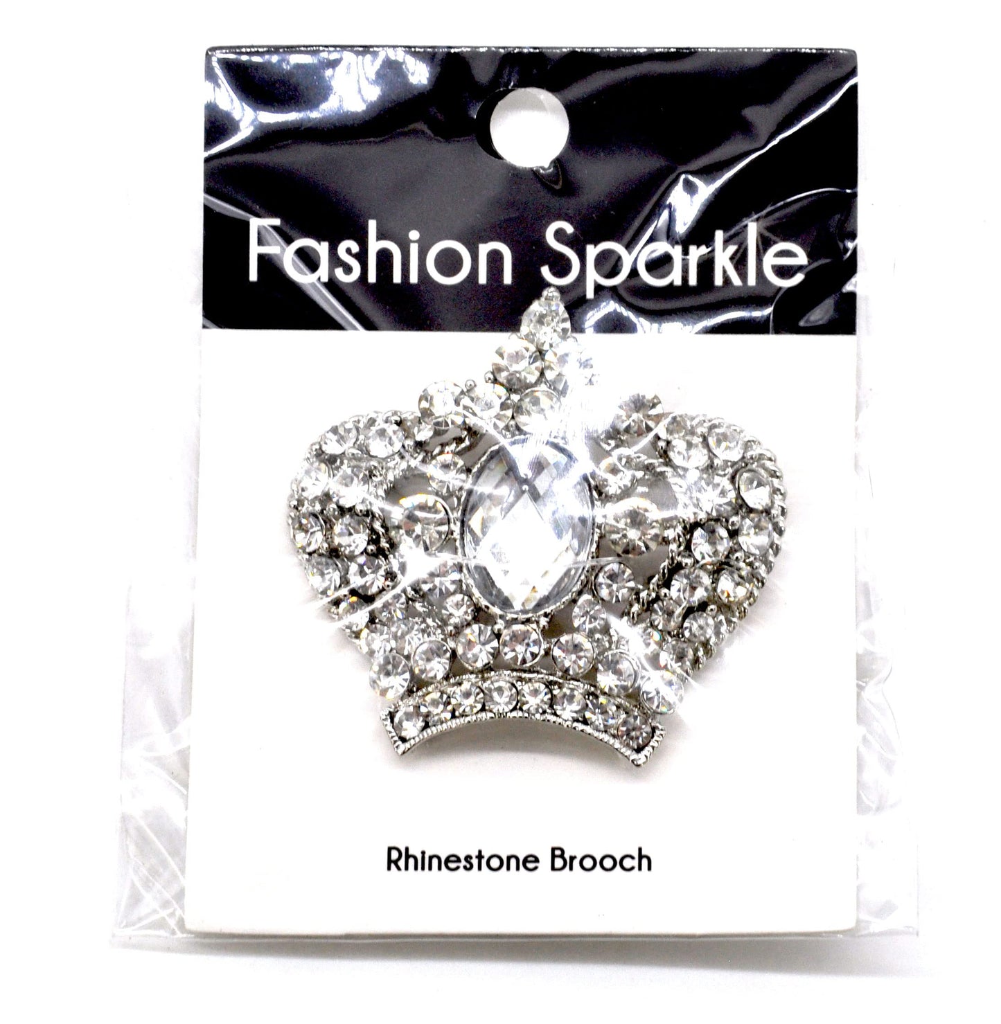 Belagio Enterprises 2 1/2-Inch Crown Rhinestone Brooch | BW-141 Silver