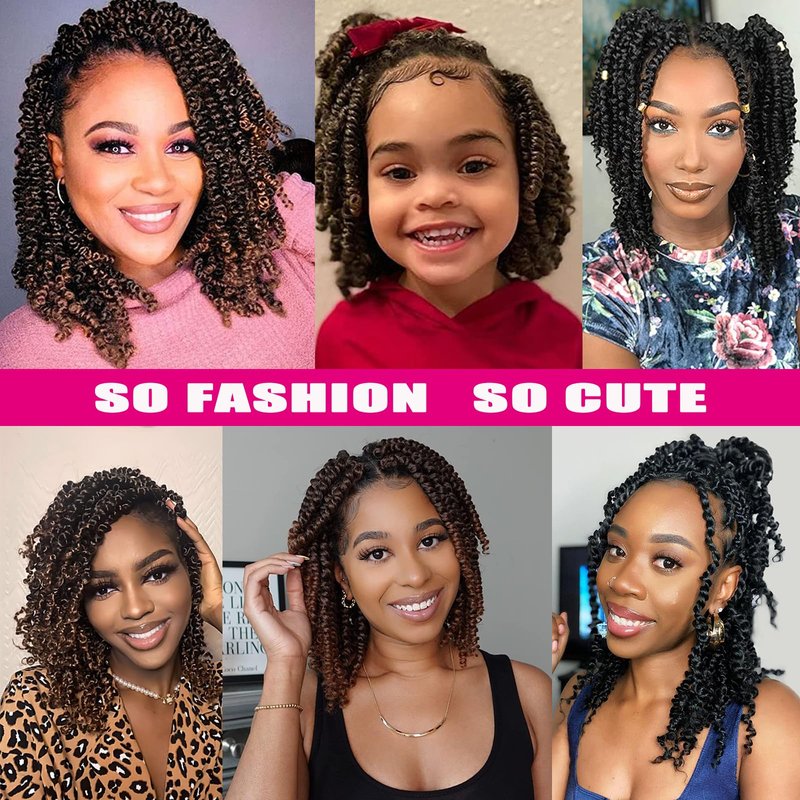 8 Packs 14 Inch Pre Looped Passion Twist Hair Bohemian Passion Twist Crochet Hair for Black Women Short Ombre Brown Pre-twisted Crochet Passion Twist Hair for Kids and Girls (14 Inch,T1B/30,8 Packs)