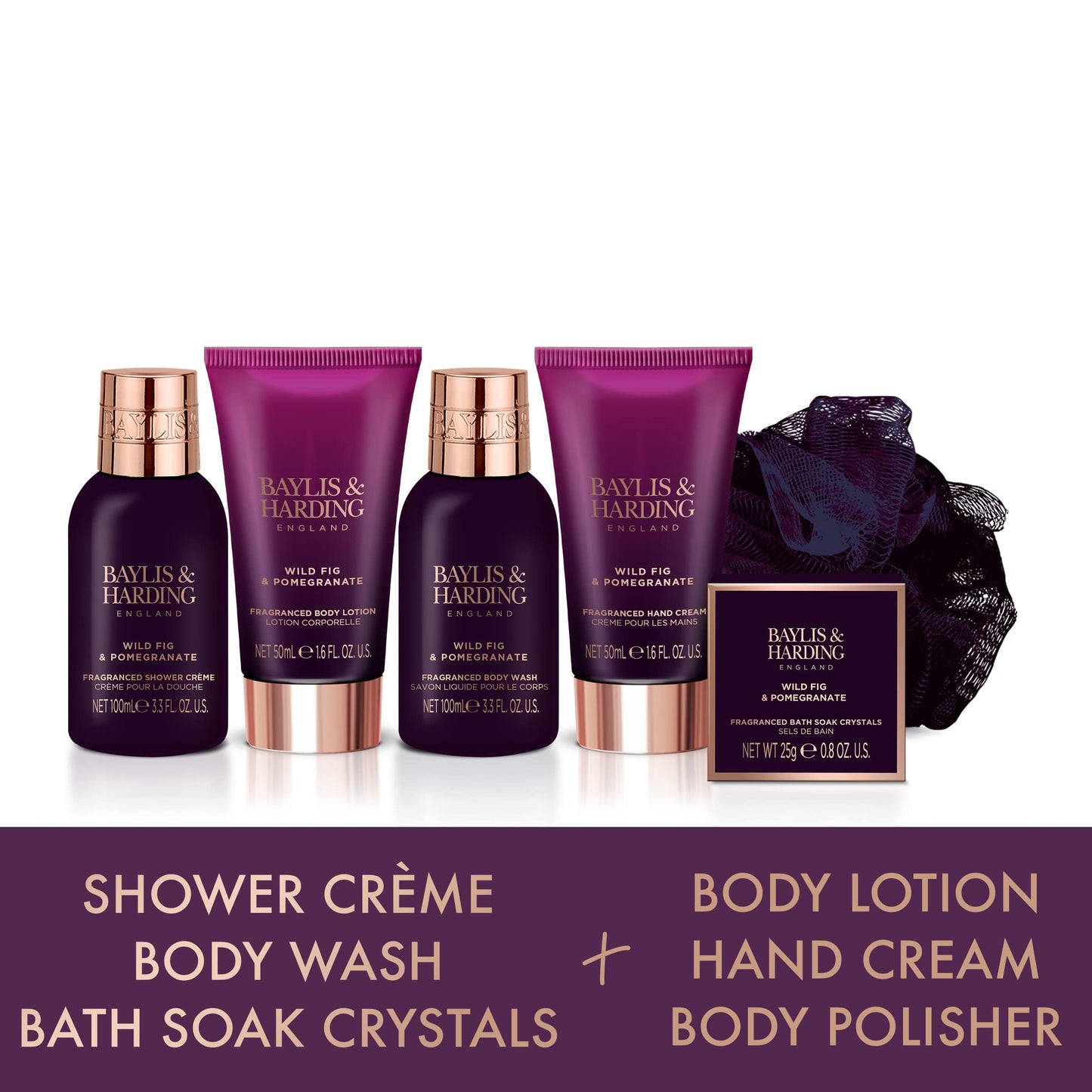 Baylis & Harding Gift Set for Women - Luxury Bath & Skincare - Moonlight Fig - 6-Pack