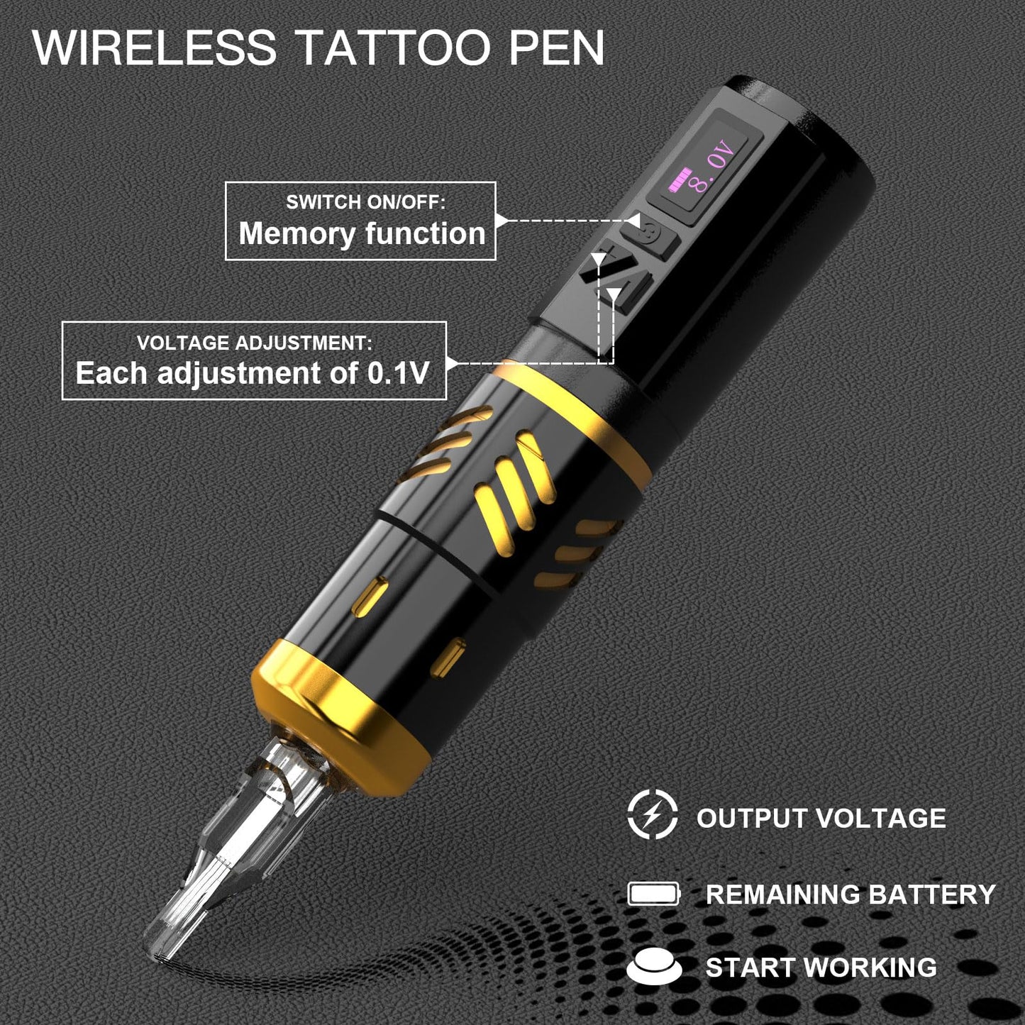 Wormhole Tattoo Gun Wireless Tattoo Machine LED Digital Display Wireless Tattoo Pen Tattoo Pen with 2100mah Capacity Detachable Tattoo Power Supply for Beginner and Artist HP67-B