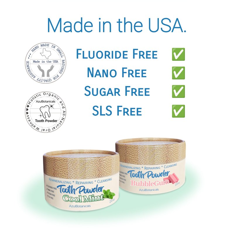 Remineralizing & Cleansing Oral Care - Tooth Powder, Cool Mint. Fluoride Free, SLS Free, Nano Free for Organic Oral Wellness (2 Ounces)