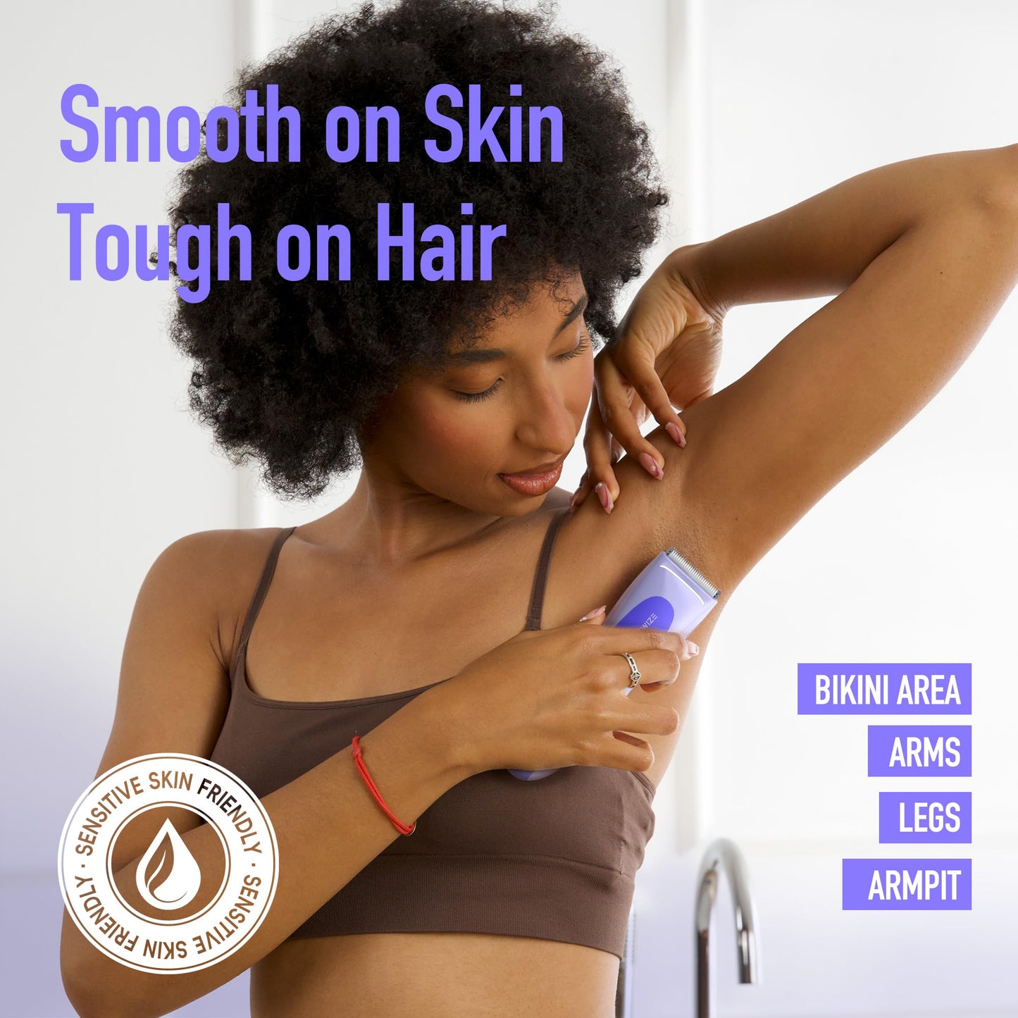 BAREWIZE Bikini Trimmer for Women, Electric Shaver for Women | LED Light, IPX7 Waterproof, USB-C Rechargeable, Ceramic Blade | Electric Razors for Women, Pubic Hair Trimmer Women (Violet Haze)