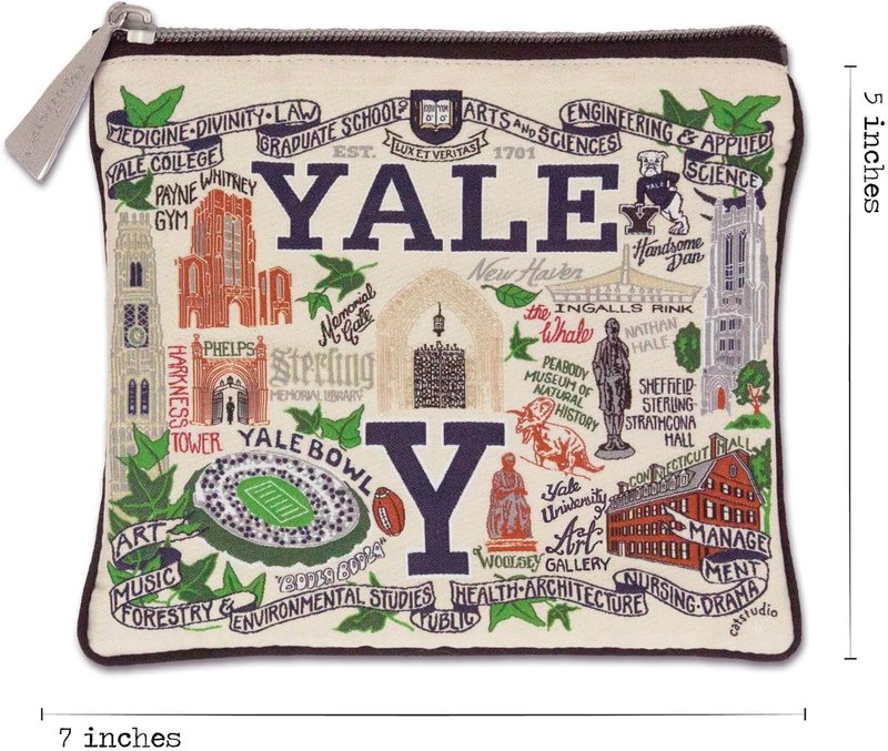 Yale University Zipper Pouch - Collegiate Travel Toiletry Bag | Ideal Gift for Alumni, Makeup & Dog Treats