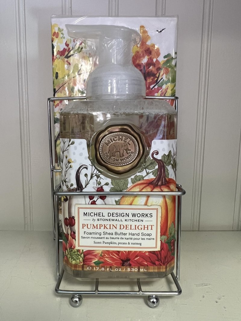 Michel Design Works Scented Foaming Hand Soap and Napkin Caddy Set, Pumpkin Delight
