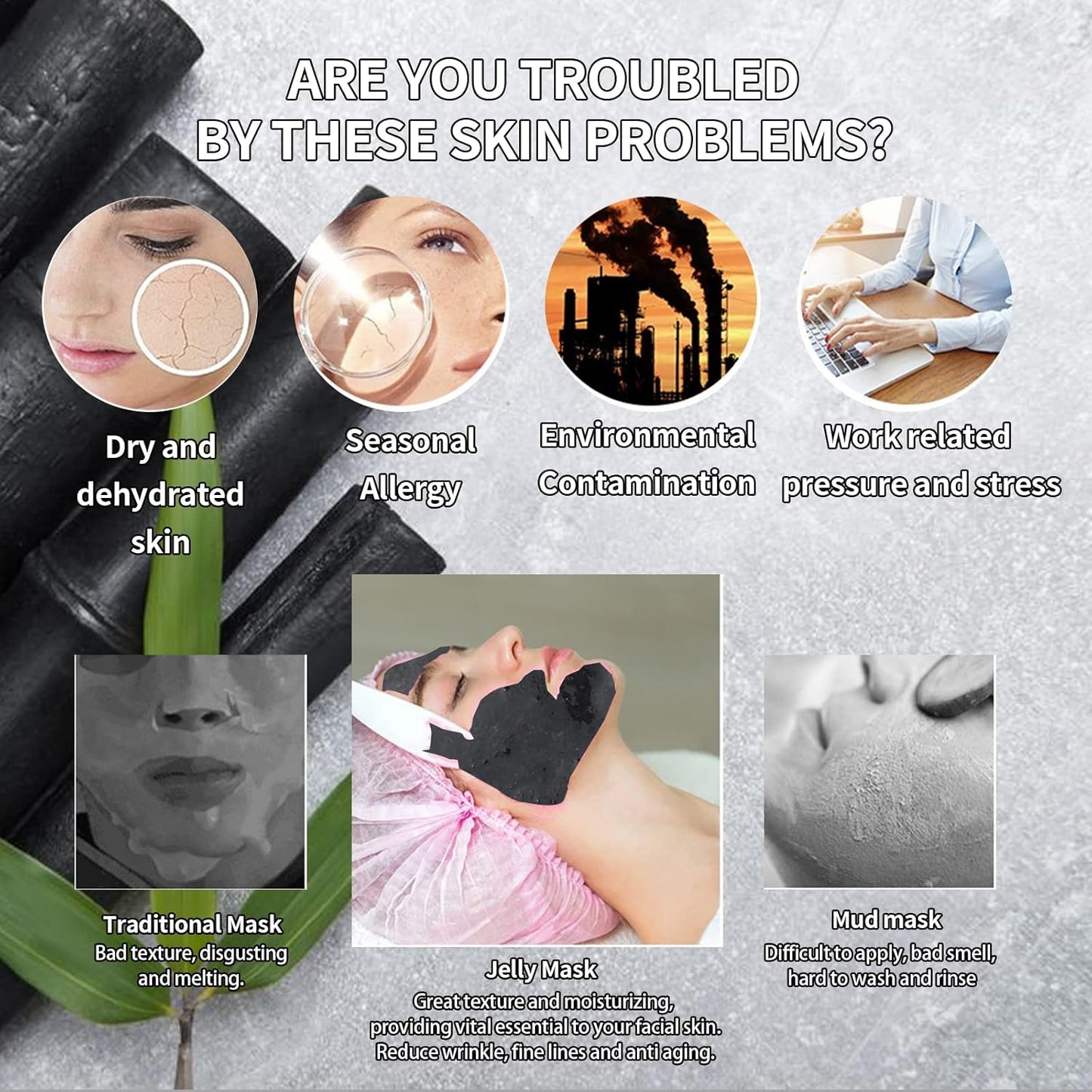 Jelly Face Mask - Charcoal Hydrating Hydrogel Mask for Facials | Professional Vajacial Treatment