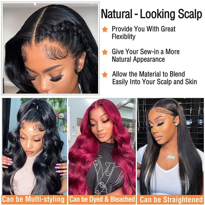 body wave lace frontal human hair 13x4 HD Transparent Lace Closure 100% Brazilian Virgin Human Hair Ear to Ear lace frontal Natural Color 14 inch