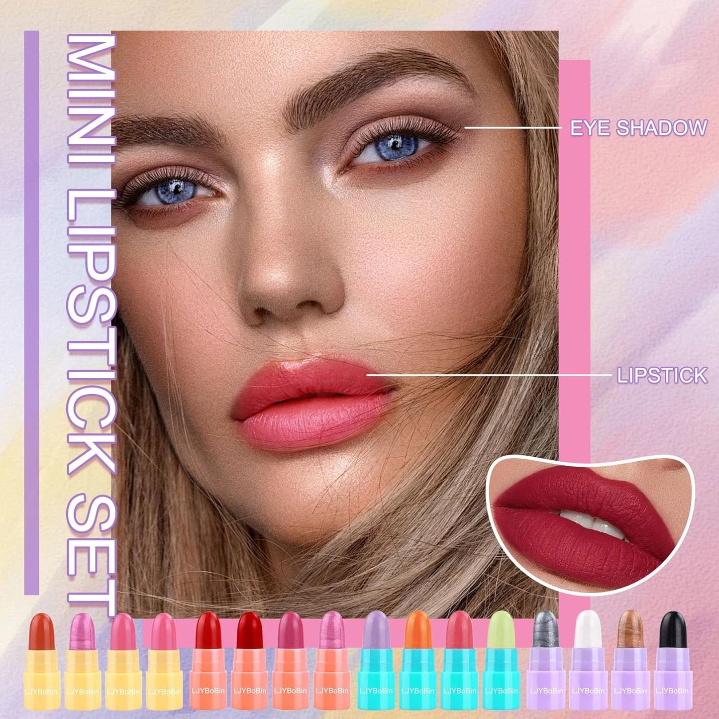 Mini Lipstick & Eyeshadow Stick Set - 16PCS Ultra Matte Color Changing | Long Lasting Waterproof Magic Glitter