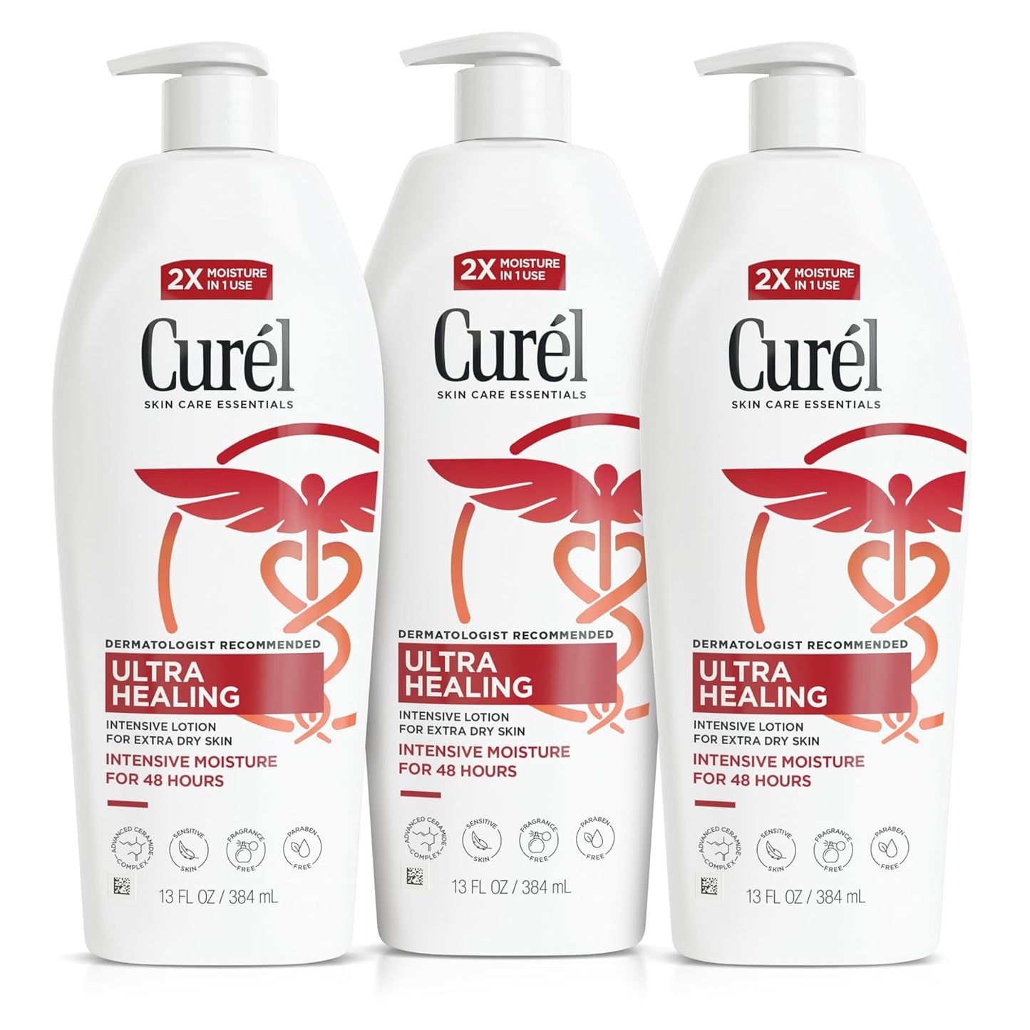 Curel Ultra Healing Lotion - Fragrance-Free Moisturizer for Extra-Dry Skin | 13 Oz, Pack of 3