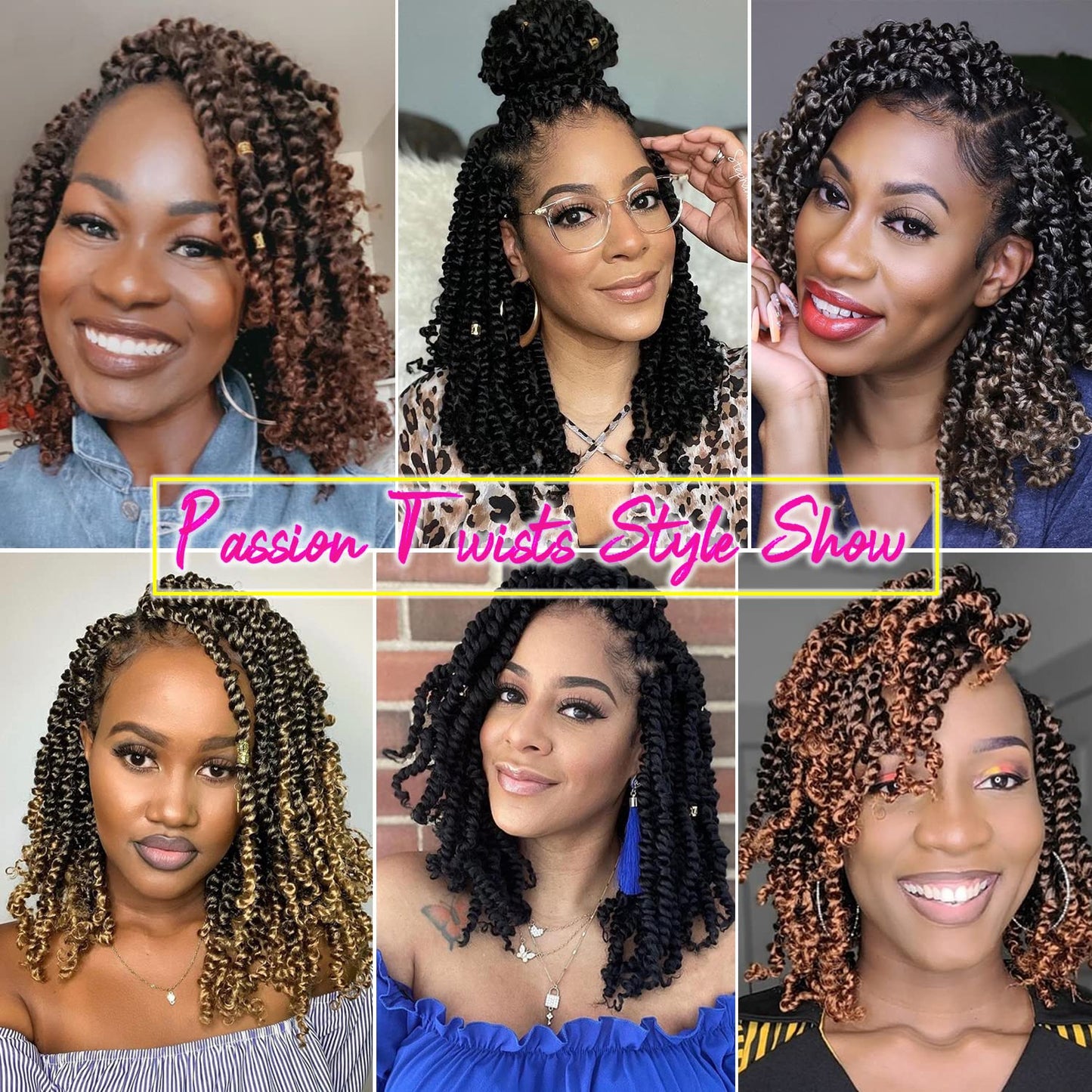 12 Inch Passion Twist Crochet Hair for Black Women 8 Packs Pre-twisted Passion Twists Pre-looped Crochet Braids Hair Bohemian Twist Synthetic Braiding Hair Extensions (12Strands/Pack,TGrey#)