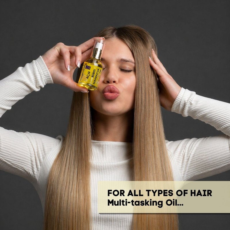Magic Sleek Acai Oil 60 ml | Hair Serum | Maracuja & Buriti Oil | Hydrating & Nourishing | Frizz Control | Smooths, Softens & Shines | Repairs Damaged Hair | All Hair Types