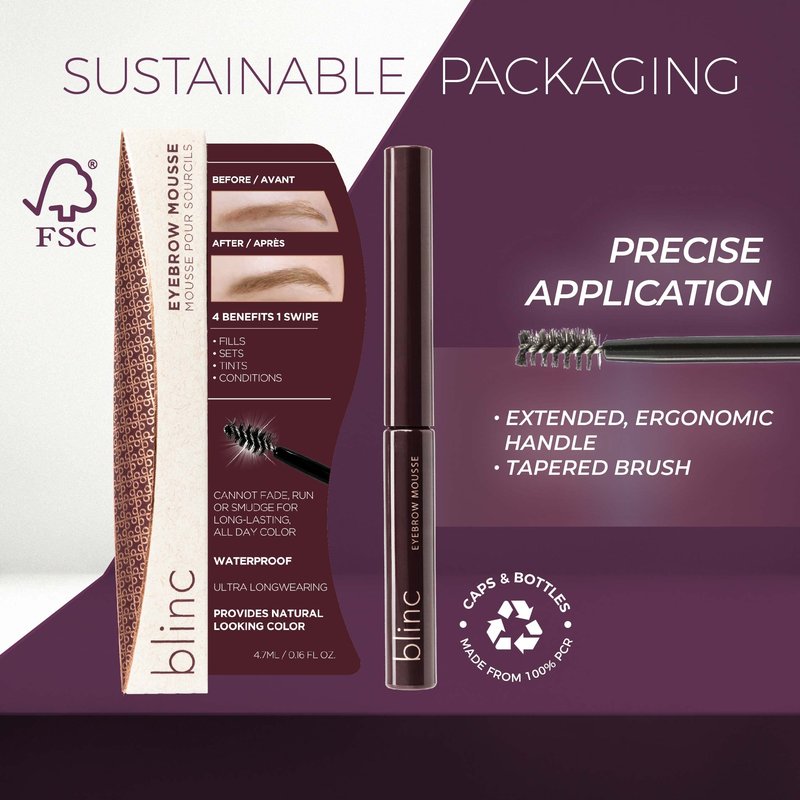 Blinc Eyebrow Mousse, Extreme Hold Tinted Eyebrow Gel with Peptides and Vitamins A & E, Natural Finish, Long-Wearing, Waterproof, Vegan, Gluten-Free & Cruelty-Free, 4.7mL/ 0.16 Fl. Oz, Medium Blonde