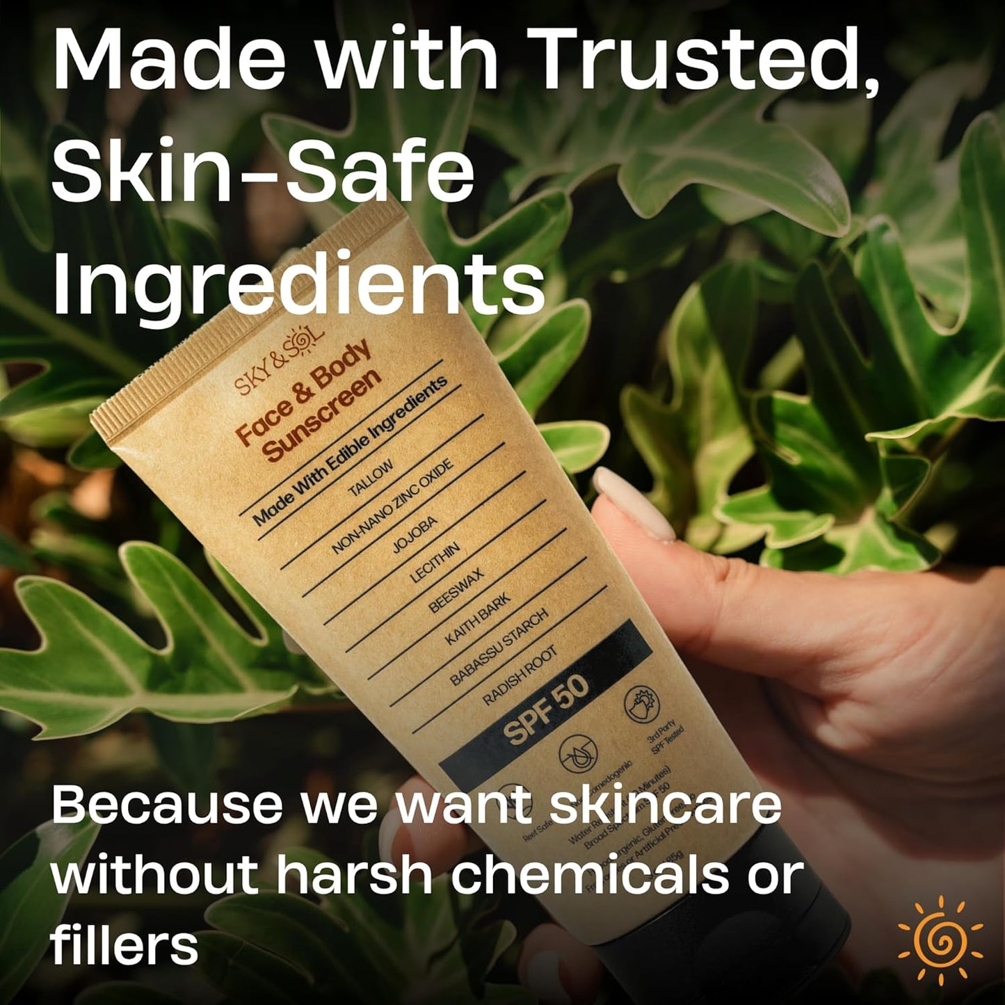Sky and Sol Mineral Sunscreen SPF 50 - Non-Greasy Formula with Zinc Oxide | 3 oz (85 g)