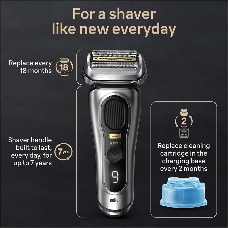 Braun Series 9 PRO+ Electric Razor for Men - 5 Pro Shaving Elements & SmartCare Center | Wet/Dry Shaver, 9597cc