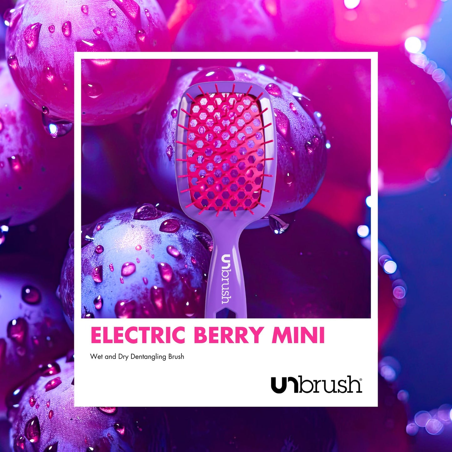 UNbrush Detangling Hair Brush Mini Neon - Electric Berry
