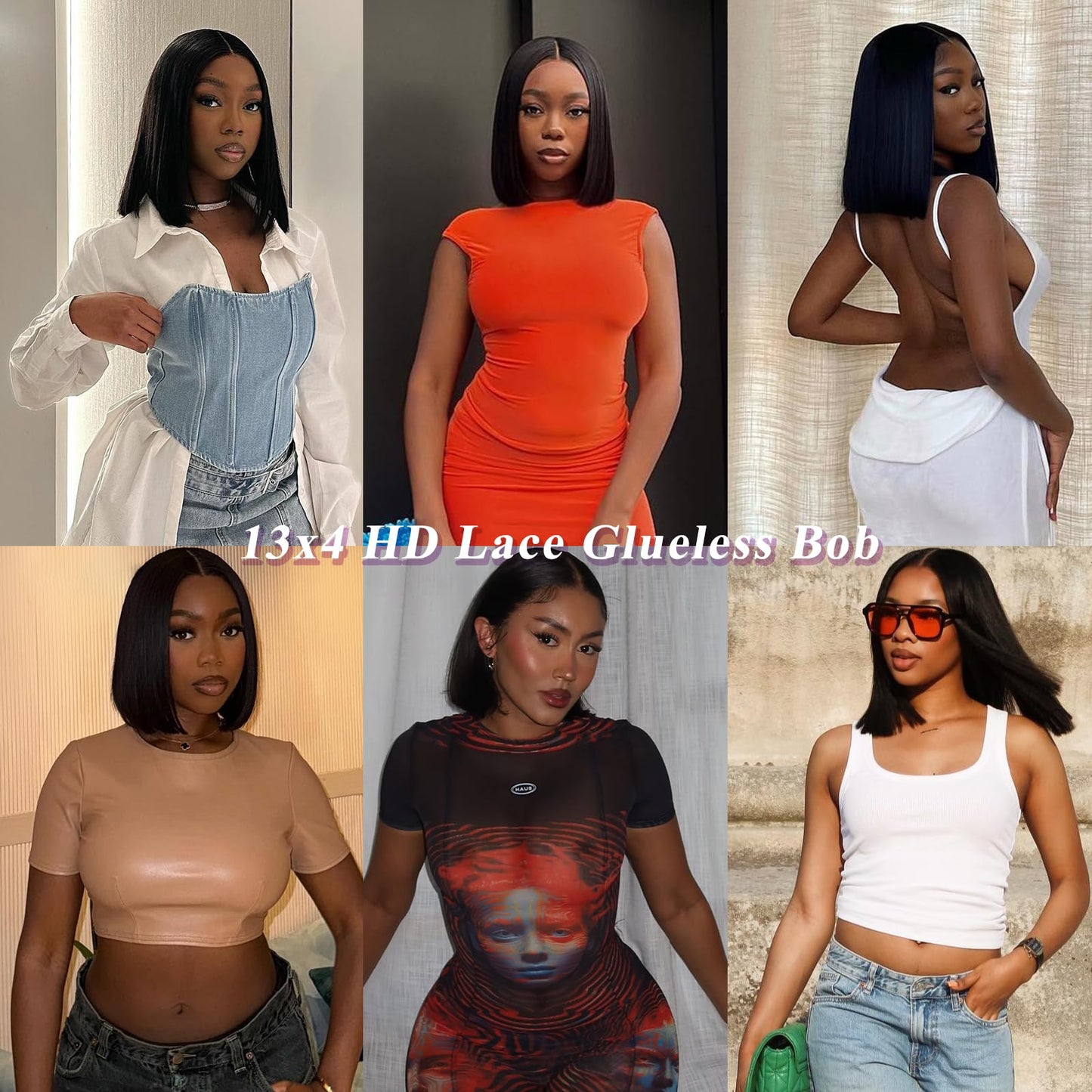 KULYMUWIG Straight Bob Wig Human Hair 13x4 HD Lace Front Wigs for Black Women 180% Density 12A Glueless Bob Wigs Human Hair Pre Plucked with Baby Hair 12 Inch Bob Human Hair Wig Natural Black