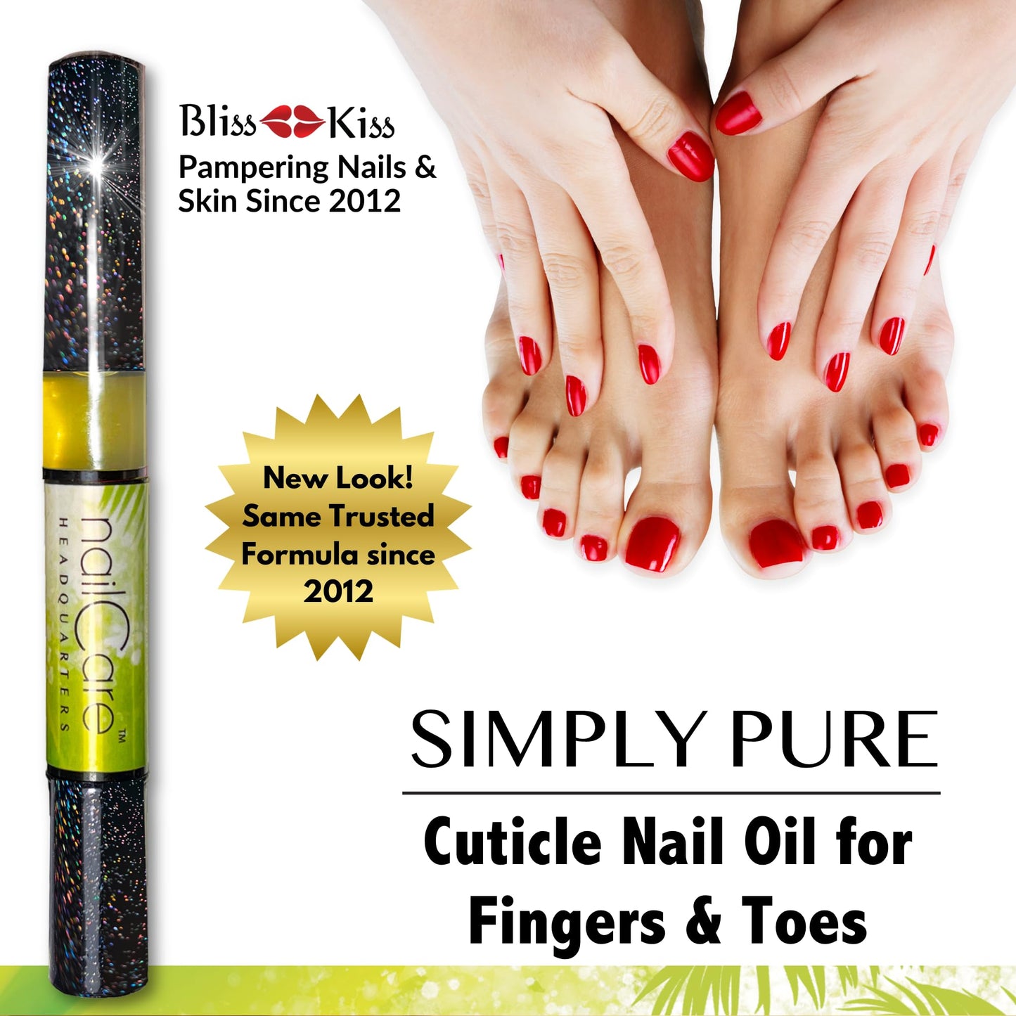 Cuticle Oil Pen for Nails - Nail Strengthener & Growth Serum for Damaged Nails, Hangnails w/Jojoba cuticle oil—Mixed Fragrances - Holographic Glitter Pens 4-Pack