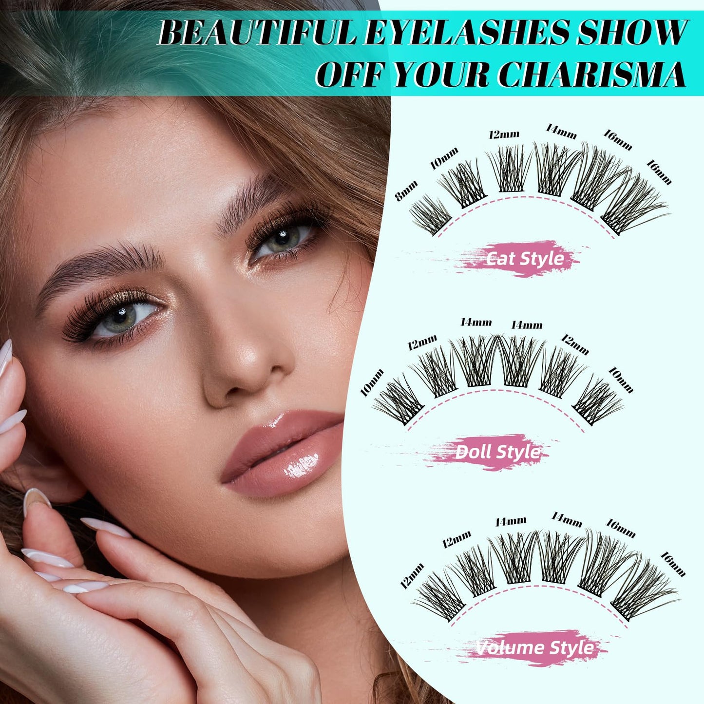Lash Extension Kit Daybreak Lash Clusters kit Lash Bond and Seal Eyelash Remover and Lash Applicator for Diy Lash Extension Kit at Home by AMZGlRL(Daybreak,D-Mix8-16mm kit)