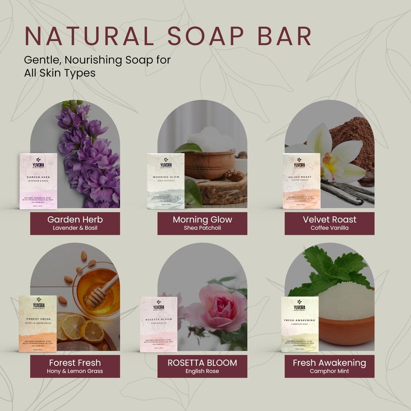 Yuvora 6 Pcs Women Natural Handmade Body Soaps 5 OZ Pack Floral Radiance Long lasting Fragrance Luxurious Scents with Natural Ingredients – Sulfate & Paraben Free, Vegan Soap