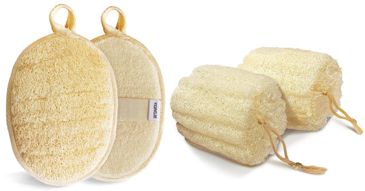 Natural Loofah Sponge Exfoliating Pads and Soft, Easy-lathering Body Scrubber Loofah for Smooth, Glowing, Vibrant Skin Every Day.
