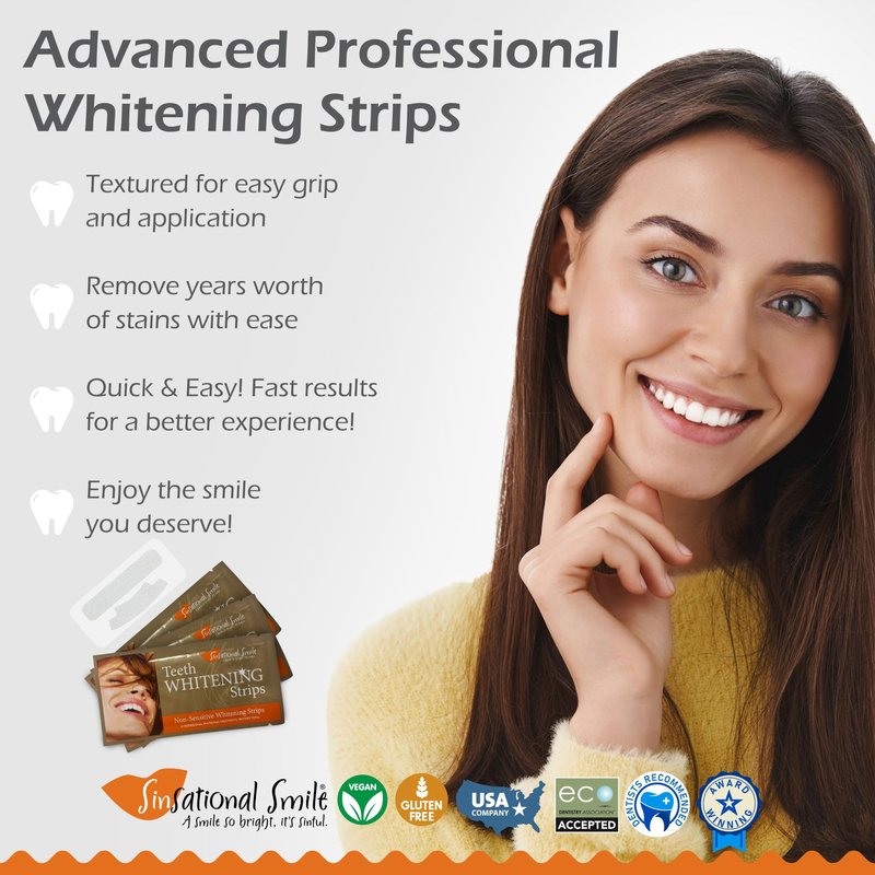 Sinsational Smile Teeth Whitening Strips, 28 Whitening Strips (14 Treatments) - Safe, Fast, Simple, Effective, Removes Stains, No Sensitivity, Enamel Safe, for Sensitive Teeth & Gums