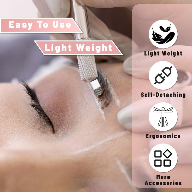 86PCS Complete Microblading Eyebrow Kit, Ybeauty Professional Eyebrow Mapping Kits, with 4PCS Makeup Ink, 8PCS Practice Skin, 30PCS Needles for Artists & Beginners Make Up Machine Supplies