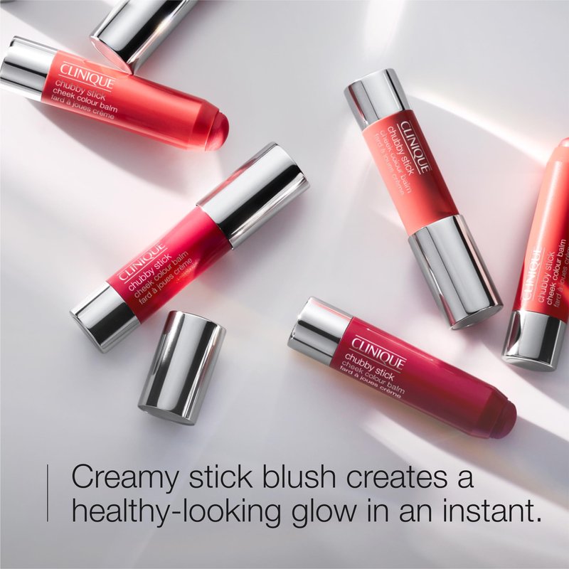 Clinique Chubby Cream Blush Stick Cheek Colour Balm | Blush For Cheeks | Long Lasting + Buildable | Create A Healthy Looking Glow | Perfect For Travel, Roly Poly Rosy, 1 Count