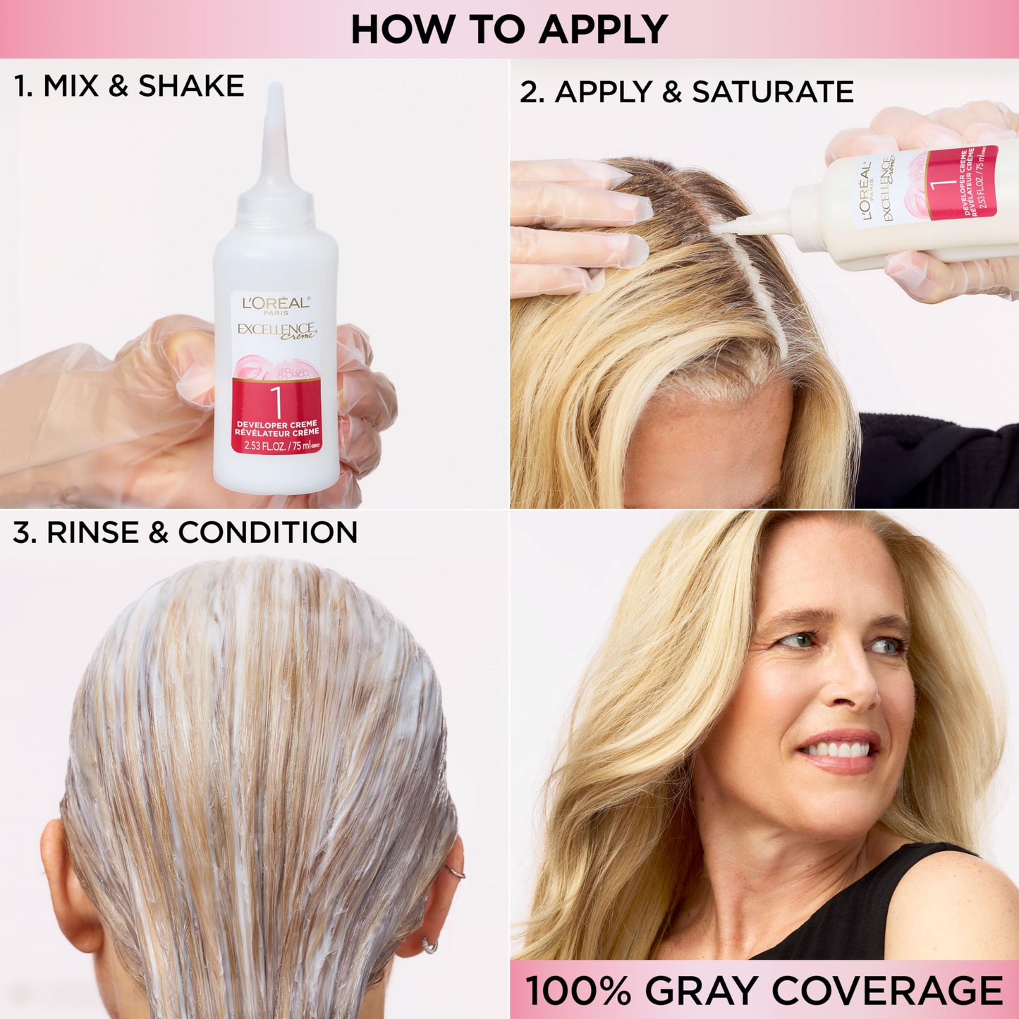 L'Oreal Paris Excellence Crème Permanent Hair Dye, Triple Care Hair Color with Hyaluronic Acid for 100% Gray Coverage, 1 Black, 1 Kit (Packaging May Vary)