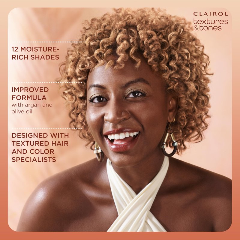 Clairol Textures & Tones Permanent Hair Dye, 1B Silken Black Hair Color | Ammonia-Free | Moisture-Rich Formula with Argan, and Olive Oil for Brilliant Shine | Pack of 1