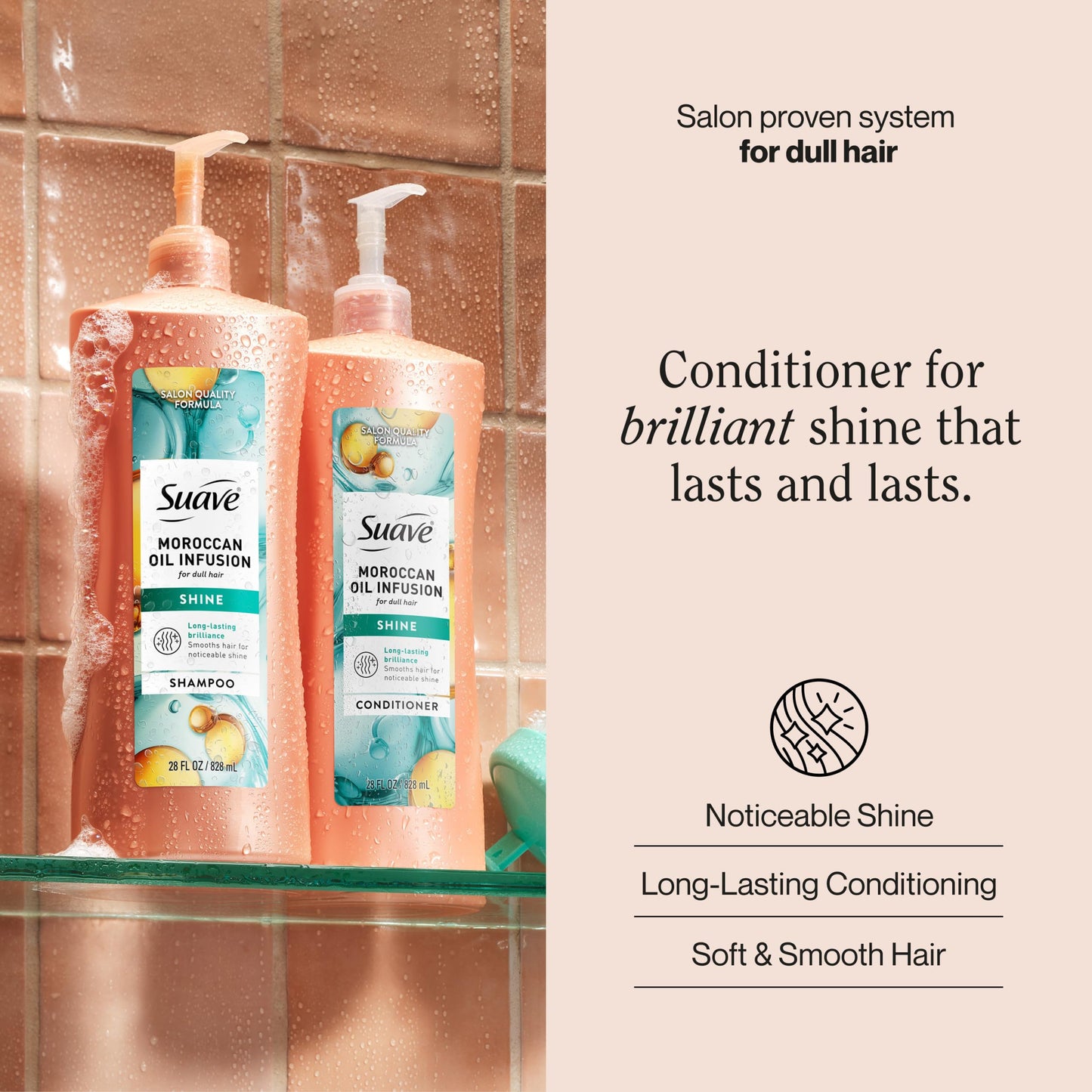 Suave Professionals Shine Conditioner, Moroccan Infusion, 28 Fl Oz (Pack of 4)