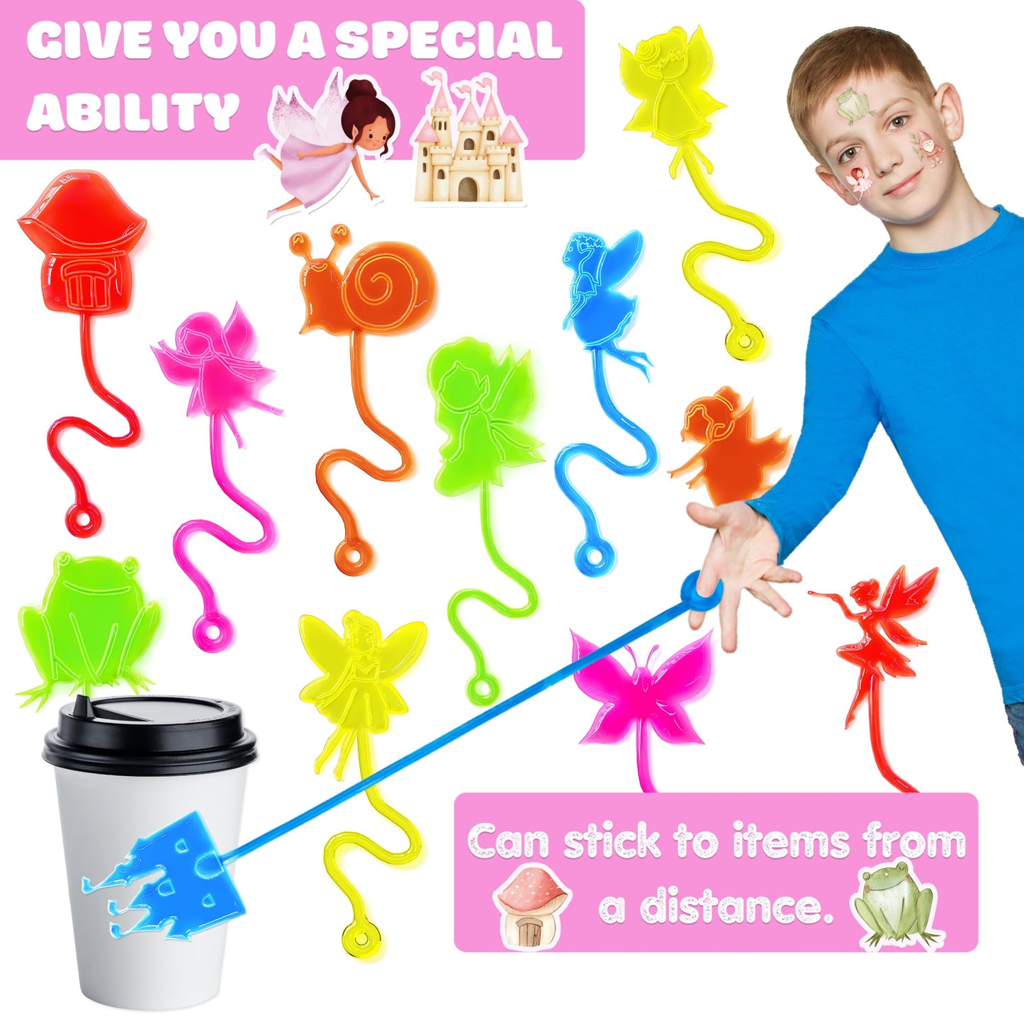 48 PCS Fairy Party Favors for Kids - 24 Temporary Tattoos & 24 Stick Hands