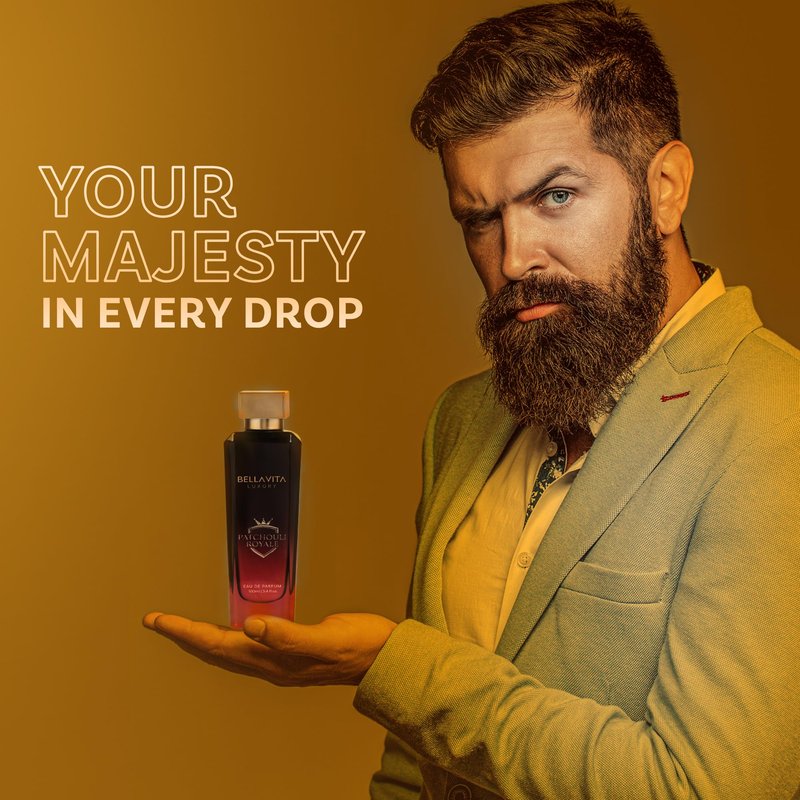 Bella Vita Luxury PATCHOULI ROYALE Men's Fragrance | EDP Perfume for Men | 100 ml pack | 3.4 Fl. Oz. | Sandalwood, Leather and Oriental notes | Gift for Men | Eau de Parfum