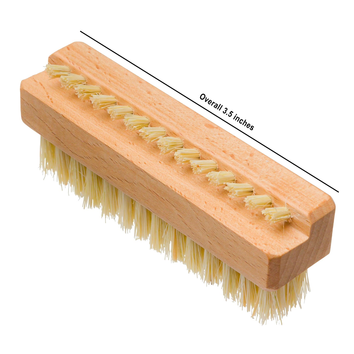 Redecker Natural Pig Bristle Nail Brush with Oiled Beechwood Handle, Double-sided Design with Angled Bristles, 3-1/2-Inches