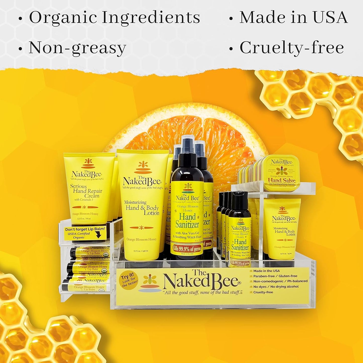 Naked Bee Orange Blossom Honey Hand Repair Cream Lotion - Ceramide 3 | 2 Pack