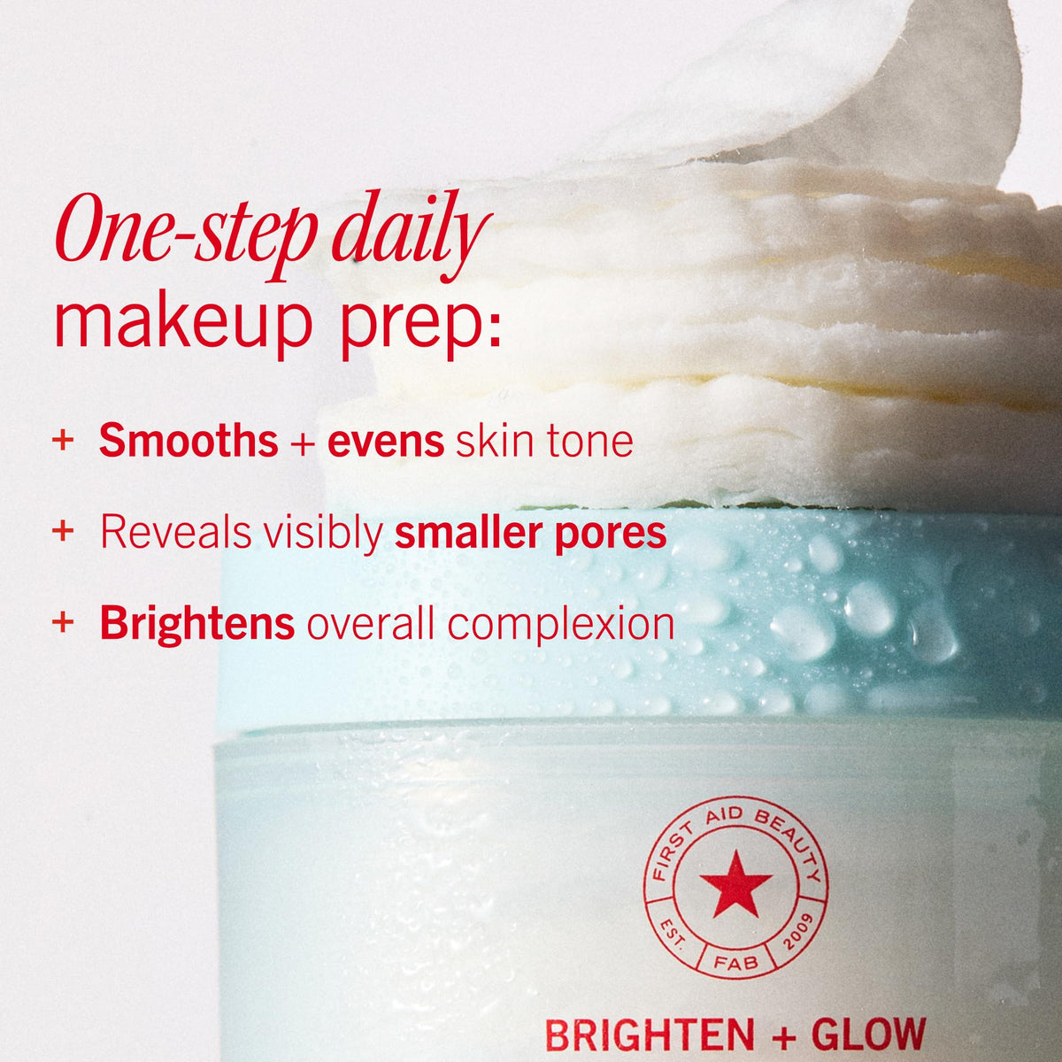 First Aid Beauty - Facial Radiance Pads with Glycolic & Lactic Acids, Daily Exfoliating Pads with AHA, Visibly Smaller Pores, Help Tone & Brighten Skin, One-Step Makeup Prep, Compostable, 90