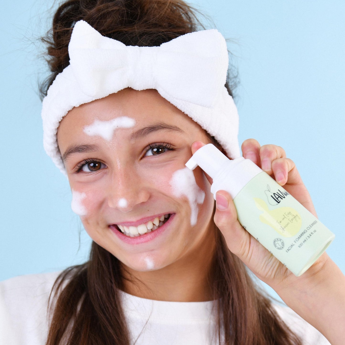 LAV KIDS Hydrating Face Care Bundle, Face Cream, Foaming Cleanser, Lip Butter, with Headband