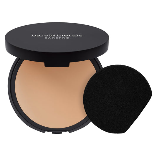 bareMinerals Barepro 24HR Skin-Perfecting Powder Foundation, Matte Pressed Powder Foundation Full Coverage with Plant-Based Squalene, Oil Control, Vegan - Light 25 Warm
