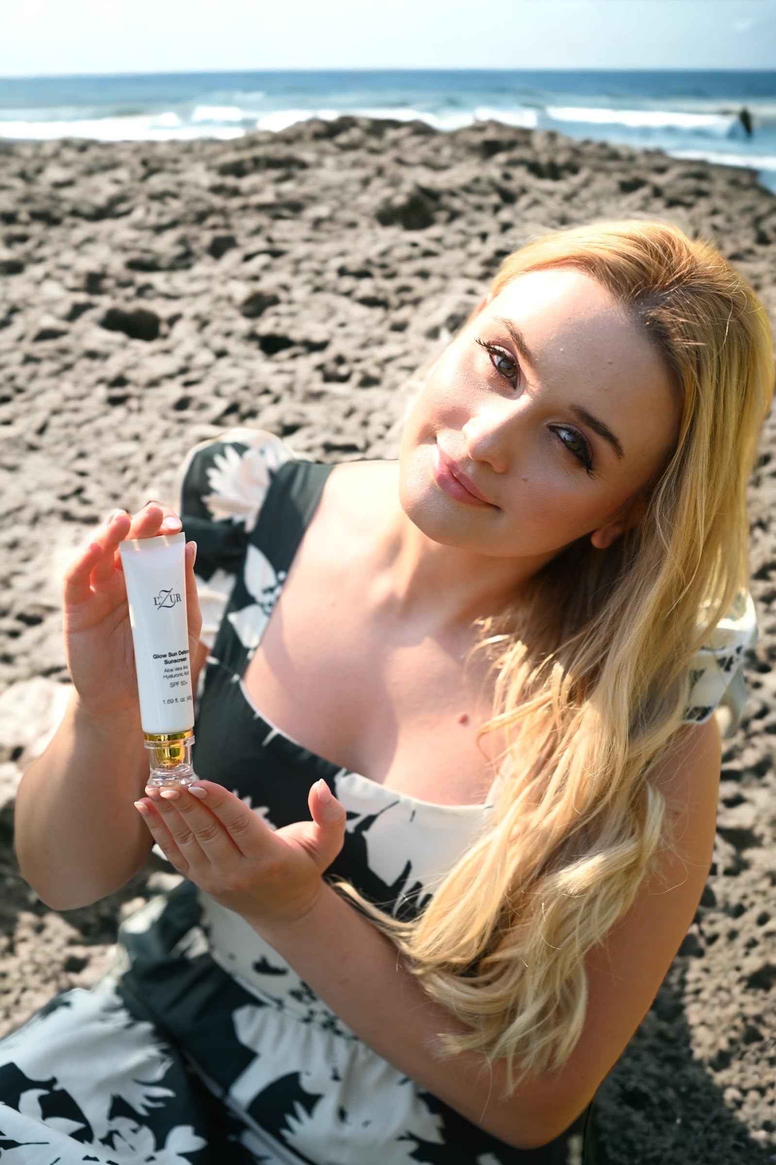 L'Zur Face Sunscreen SPF 50+ Glow Sun Defense Lotion Non-Greasy Ultimate Protection with Aloe Vera, and Hyaluronic Face Moisturizing for Radiant Skin - 1.69-Fluid Ounce