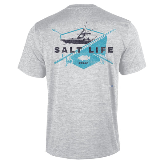 Salt Life Ride Or Die Short Sleeve Performance Pocket Tee, Sleet Grey, Medium