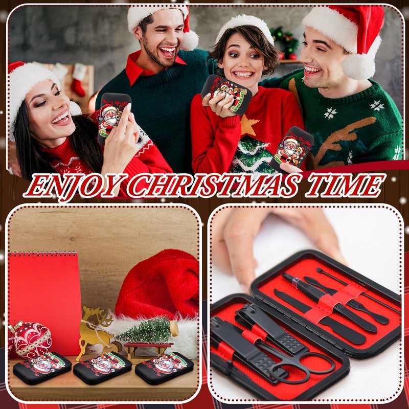6 Sets Funny Christmas Manicure Sets Bulk Christmas Stocking Stuffers Nail Clipper Kit Funny Xmas Gifts for Men Woman Husband Boyfriend Parent Xmas Party Supplies