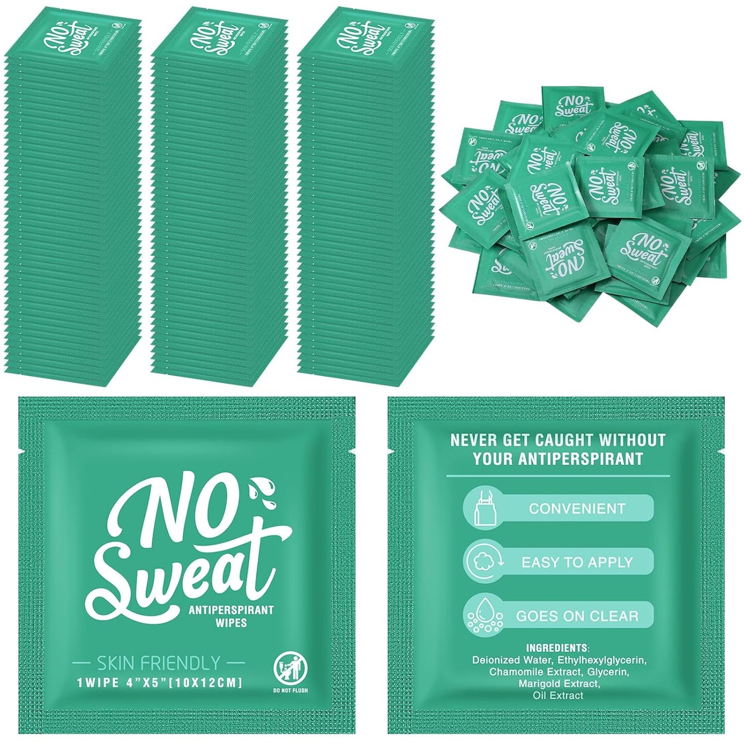 Timgle Mini Travel Deodorant Wipes - 150 Individually Wrapped Antiperspirant Wipes for Men, Women & Teens | Fresh Scent