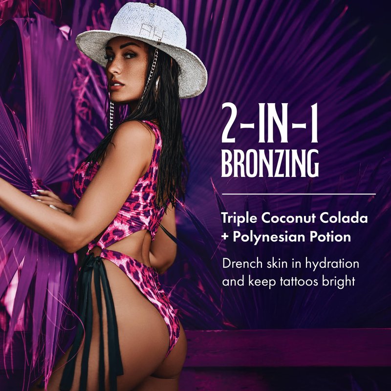 Aloha Hawaii Neon Bay Tanning Lotion, 2-in-1 Advanced Red Light & Dark Tanning with Triple Coconut Colada & Hawaiian-Dark Fruit Blend, 13.5 Fl Oz