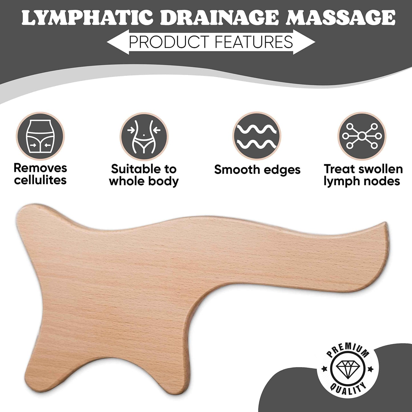 Lymphatic Drainage Paddle Wood & Dry Skin Brush Set - Anti-Cellulite Tools for a Healthier Lymphatic System With Body Brush