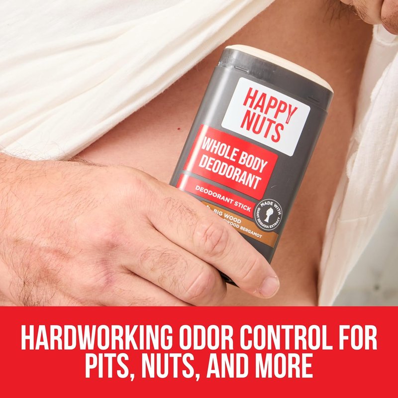 Happy Nuts Whole Body Deodorant for Men - Powerful Odor Control for Pits & Groin | 2.65 oz Original Formula