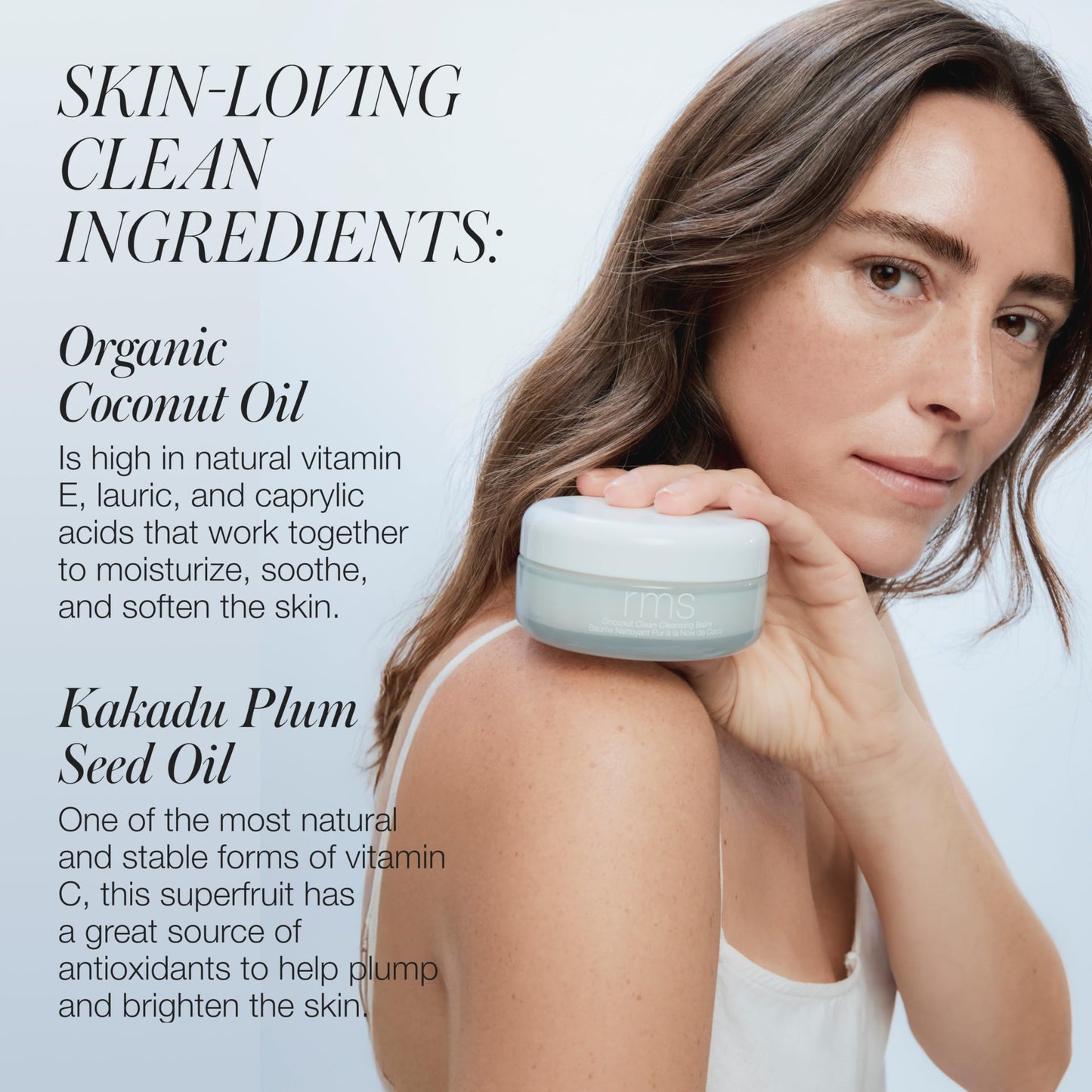 RMS Beauty Coconut Clean Cleansing Balm - Hydrating Makeup Remover & Face Wash - Melting Balm to Oil with Vitamin C & Kakadu Plum - 1.76 oz