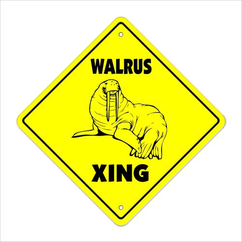 Walrus Crossing Sign Zone Xing | Indoor/Outdoor | 12" Tall Animal Sealife Marine Mammal