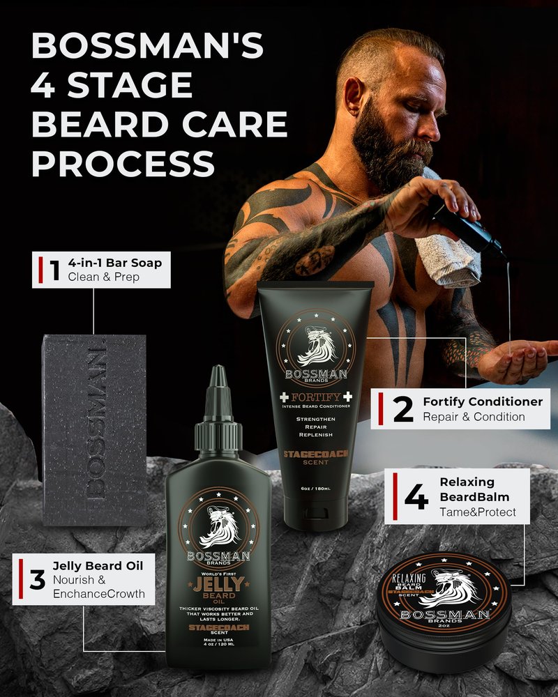 Bossman Relaxing Beard Balm - Tamer, Thickener, Relaxer and Softener Cream and Beard Care Product - Made in USA (Vetiver X Scent)