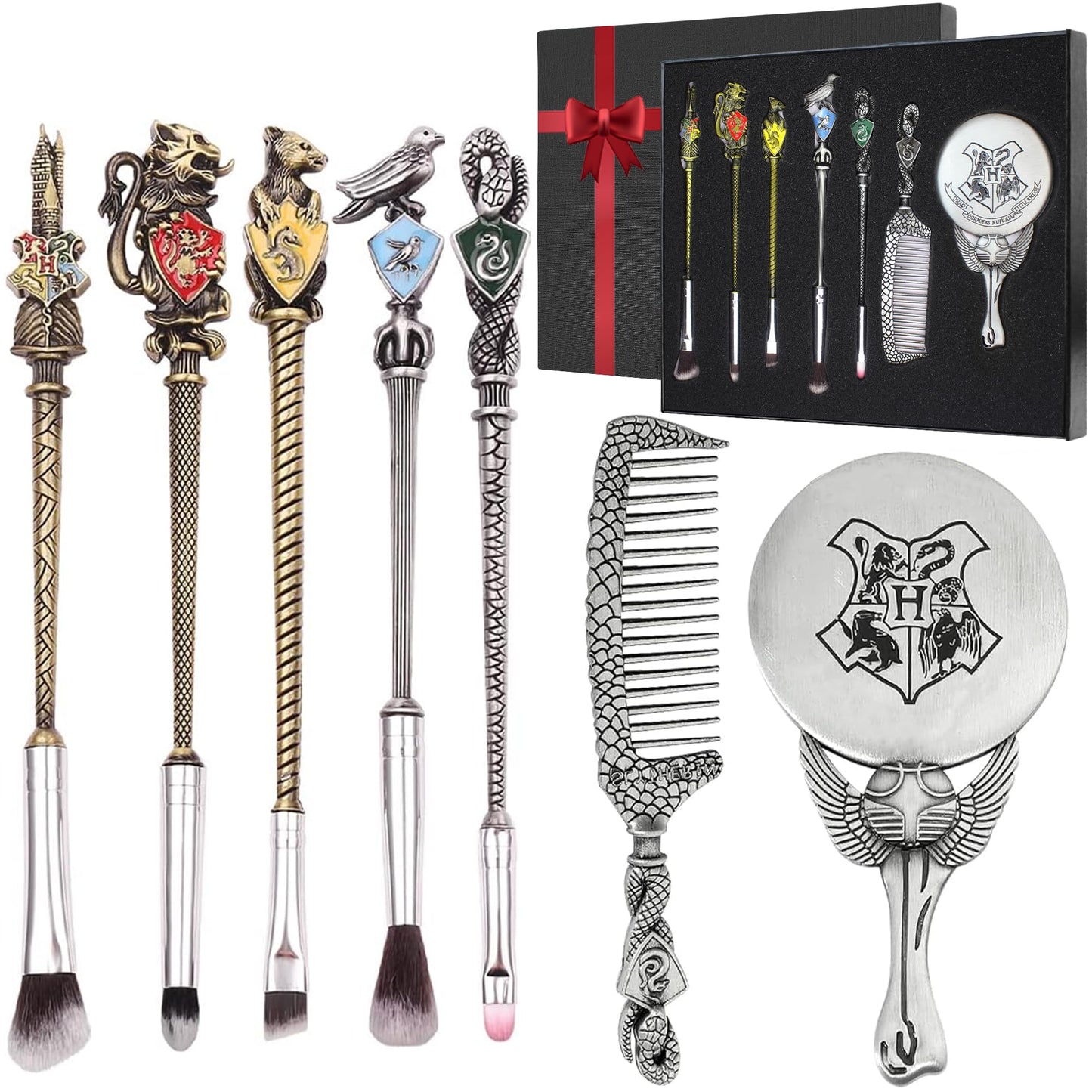 Hary Makeup Brushes Set Gifts Comb Mirror with Gift Box Makeup Brushes Set for Women Pottter Magic Eye Shadow Eyeliner Blending Lip Brush