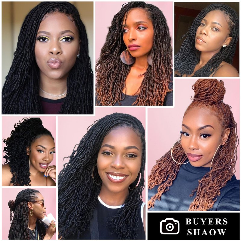 GUOHUI Micro Faux Locs Crochet Hair, 36 Inch 5 Packs Color Natural Black DIY Braids Straight Styles (36",1B)