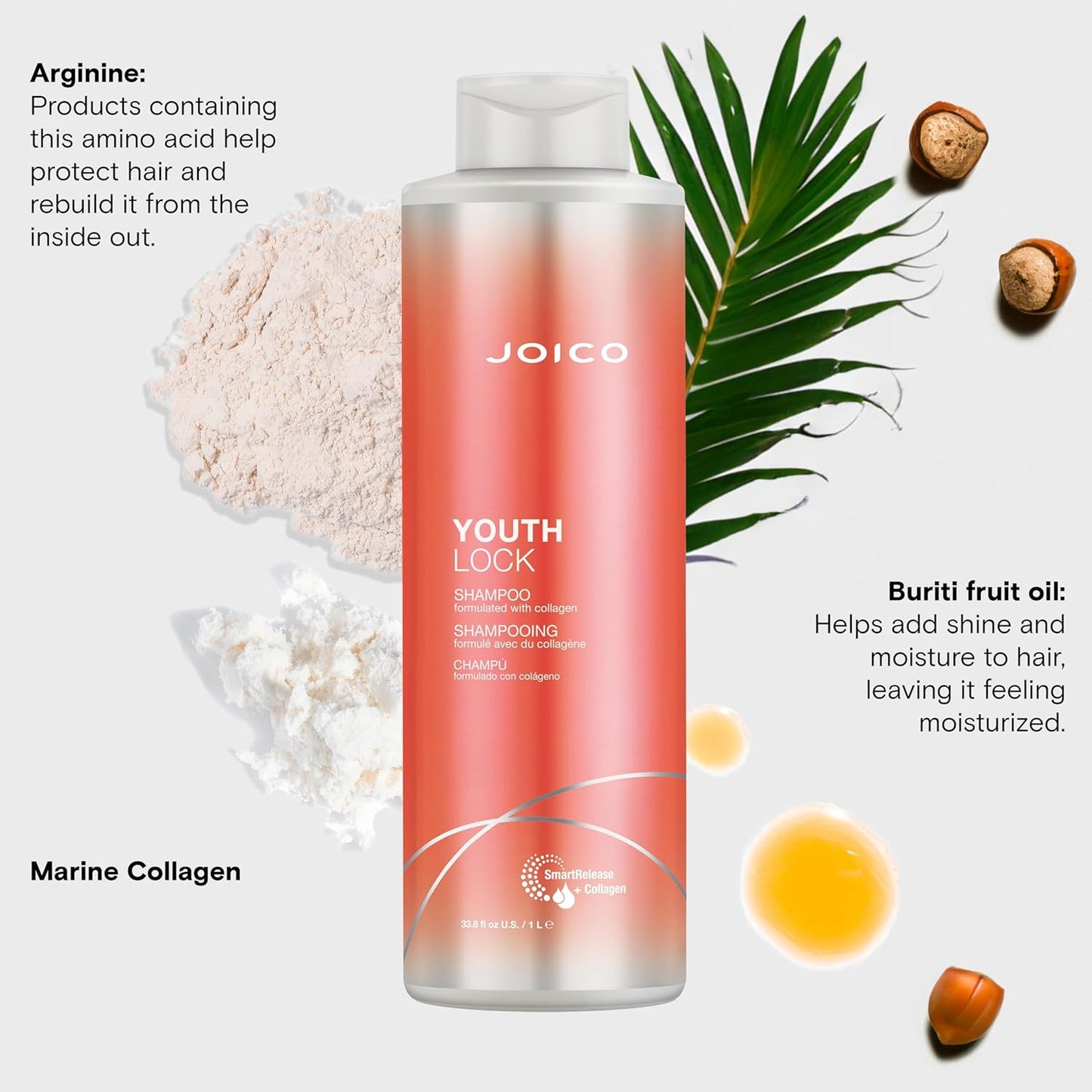 Joico YouthLock Shampoo - Collagen-Infused for Youthful Body & Bounce | Reduces Breakage & Frizz